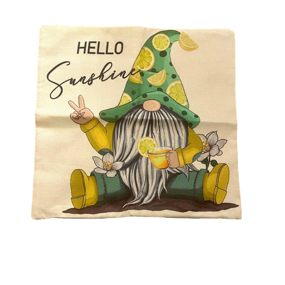 Gnome Lemonade Summer Lemons Indoor Outdoor Pillow Cover Cases green yellow